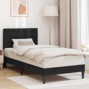 vidaXL Sängram med huvudgavel Svart 90 x 190 cm Sammet