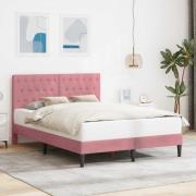 vidaXL Sängram med huvudgavel Rosa 140 x 200 cm Sammet