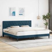 vidaXL Sängram med huvudgavel Blå 200 x 200 cm Sammet