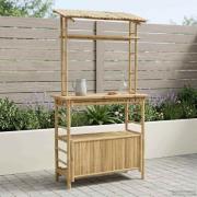 vidaXL Utomhus Barbord med lagring Naturfärg 110 x 50 x 210 cm Bambus