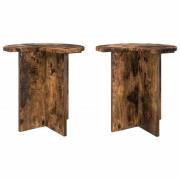 vidaXL Sidobord med lagring 2 pcs Rökt ek Ø 39 x 38 cm Konstruerat trä
