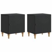 vidaXL Nattduksbord 2 pcs Svart 43 x 34,5 x 50 cm Konstruerat trä