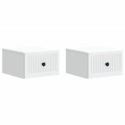 vidaXL Väggmonterat Sängbord med låda 2 pcs Vit 33 x 34,5 x 20 cm