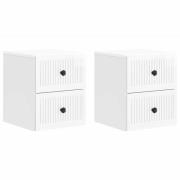 vidaXL Väggmonterat Sängbord 2 pcs Vit högglans 33 x 34,5 x 40 cm