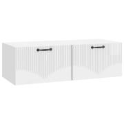 vidaXL Väggmonterad TV-bänk Väggmonterad Vit högglans 98 x 41 x 30 cm