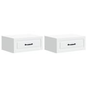 vidaXL Väggmonterat Sängbord med låda 2 pcs Vit 49 x 34,5 x 20 cm