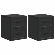 vidaXL Väggmonterat Sängbord med låda 2 pcs Svart 34,5 x 33 x 40 cm