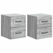 vidaXL Väggmonterat Sängbord 2 pcs Grå sonoma-ek 34,5 x 33 x 40 cm
