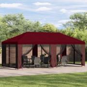 vidaXL Paviljong med väggar 6 x 3 m Vinröd Polyester och Stål 190