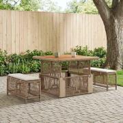 vidaXL Trädgårdsmöbelset 3 pcs Beige och gräddfärgad konstrotting