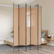 vidaXL 5-panel rumsavskiljare Beige 200 x 220 cm Tyg