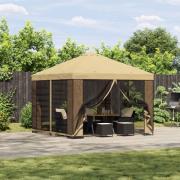 vidaXL Trädgårdsgazebo med sidoväggar 3 x 3 m Gräddvit