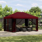 vidaXL Trädgårdsgazebo med sidoväggar 4 × 3 m Vinröd