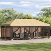 vidaXL Gazebo-tak med sidoväggar 6 x 3 m Gräddvit Polyester 190