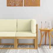 vidaXL Utehörnsoffa Massivt Akaciaträ Vit