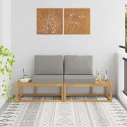 vidaXL Modulsoffa utomhus med kudde 2 Stycke Vit Massivt Akaciaträ