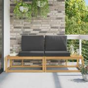 vidaXL Modulsoffa utomhus med kudde 2 Stycke Vit Massivt Akaciaträ