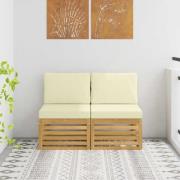 vidaXL 2 Stycke Utomhus Mellansoffa Massivt Akaciaträ Vit