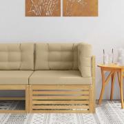 vidaXL Utehörnsoffa Massivt Akaciaträ Vit