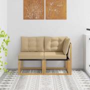 vidaXL Modulsoffa utomhus mitt och hörn med kudde 2 Stycke Vit