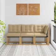 vidaXL Modulsoffa utomhus mitt och hörn med kudde 3 Stycke Vit