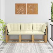 vidaXL Modulsoffa utomhus mitt och hörn med kudde 3 Stycke Vit