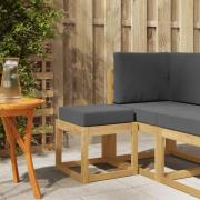 vidaXL Utomhuspall med kudde Vit 43 x 43 x 45 cm Massivt Akaciaträ