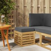 vidaXL Utomhuspall med kudde Vit 43 x 43 x 45 cm Massivt Akaciaträ