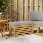 vidaXL Utomhuspall med kudde Vit 80 x 43 x 45 cm Massivt Akaciaträ