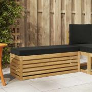 vidaXL Utomhuspall med kudde Vit 115 x 43 x 45 cm Massivt Akaciaträ