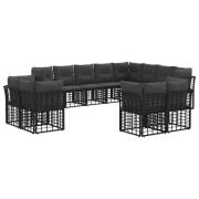 vidaXL Utomhussoffset med kudde 12 pcs Svart och Mörkgrå Polyester