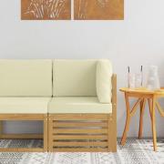 vidaXL Utehörnsoffa Massivt Akaciaträ Vit