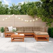 vidaXL Trädgård loungemöbler 7 pcs Vaxad brun Massiv furu