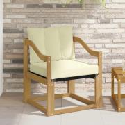 vidaXL Utomhussoffa Massivt Akaciaträ Vit och grädde