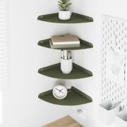 vidaXL Flytande hylla med hylla 4 pcs Olivgrön 24 x 24 x 2 cm