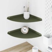 vidaXL Flytande hylla med hylla 2 pcs Olivgrön 30 x 30 x 2 cm