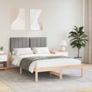 vidaXL Sängram med Klädd Huvudgavel Naturlig och Ljus Grå 120 x 200 cm