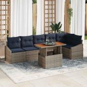 vidaXL Trädgårdsoffset med lagring 7 pcs Grå Poly rattan