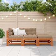 vidaXL Trädgård loungemöbler 3 pcs Vaxad brun Massiv furu