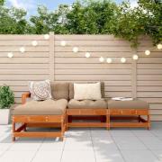 vidaXL Trädgård loungemöbler 4 pcs Vaxad brun Massiv furu