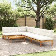 vidaXL 5 Stycke Trädgårdspallsofaenheter Massivt Akaciaträ Naturfärg