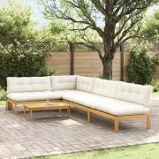 vidaXL 5 Stycke Trädgårdspallsofaenheter Massivt Akaciaträ Ljusbrun