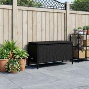 vidaXL Trädgårdspall med kudde Svart 80 x 38 x 45 cm PE Rattan