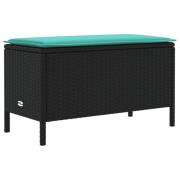 vidaXL Trädgårdspall Svart och turkos 80 x 38 x 42 cm PE Rattan