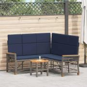 vidaXL Trädgårds fällbar soffgrupp Grå och Marinblå 164 x 164 x 112 cm