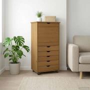 vidaXL Rullande skåp med hjul Honung brun 53 x 39 x 103 cm Massiv furu