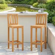 vidaXL Barpall 2 pcs Brun Massivt teakträ