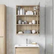 vidaXL Badrumsspegelskåp Sonoma-ek 50 x 14,5 x 70 cm Konstruerat trä