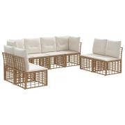 vidaXL Utomhussoffset med kudde 8 pcs Naturlig Polyester