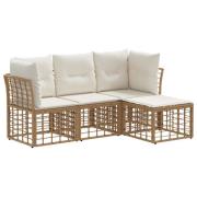 vidaXL Utomhussoffset med kudde 4 pcs Naturlig Polyester